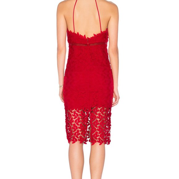 NWT Bardot Gemma Lace Halter Dress Red Size 6 Small - Picture 3 of 5